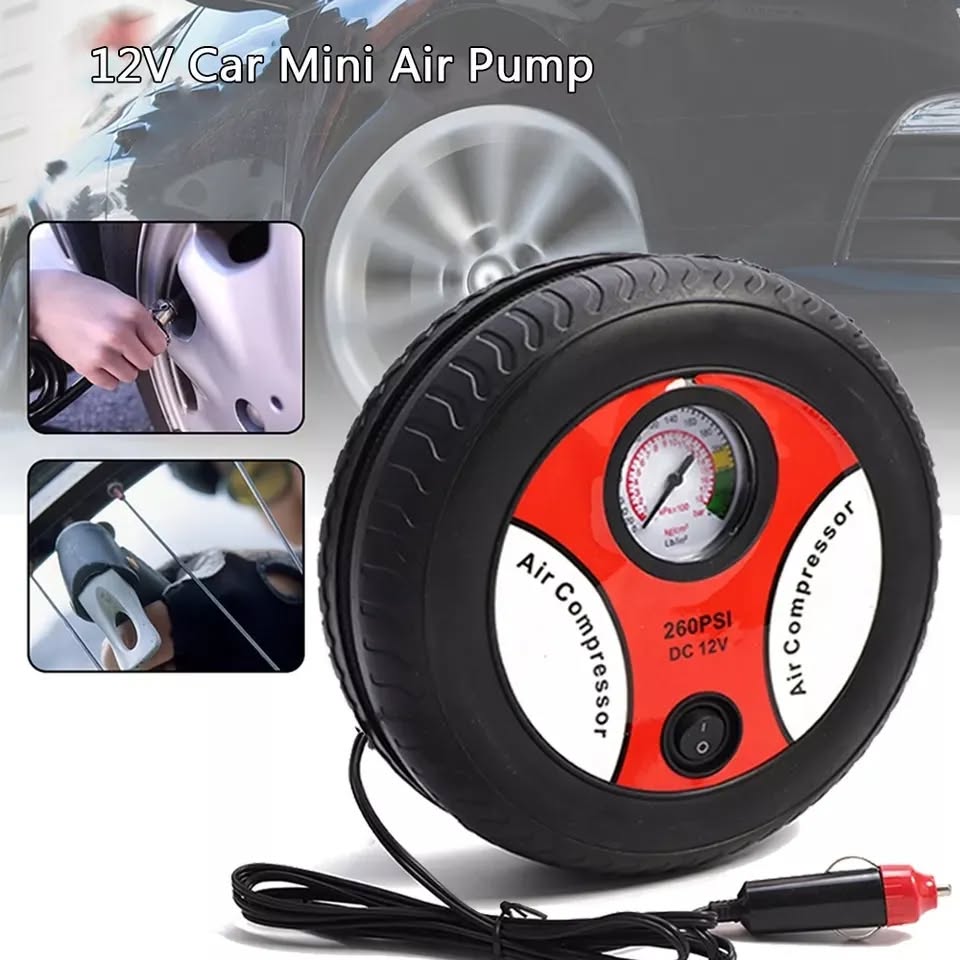 Portable 12V Car Tyre Air Compressor Pump | Fast Inflation for Car, Bike, & Sports Balls | Compact & Easy to Use