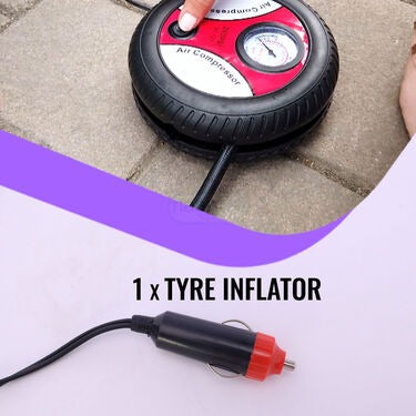 Portable 12V Car Tyre Air Compressor Pump | Fast Inflation for Car, Bike, & Sports Balls | Compact & Easy to Use